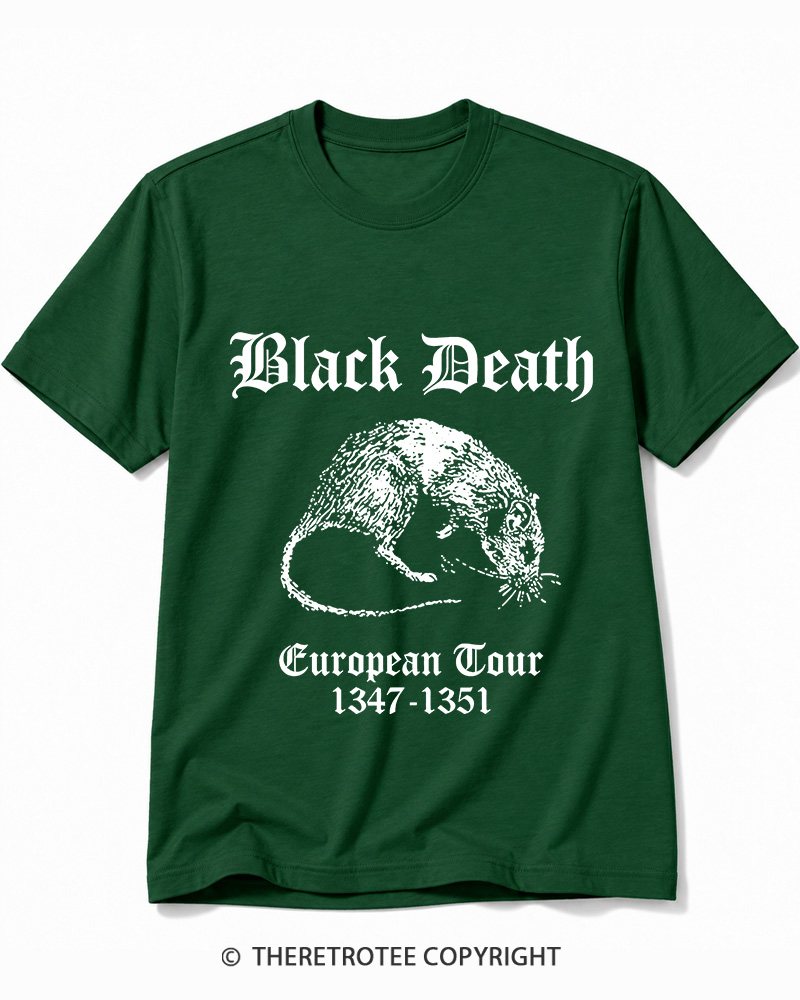 TheRetroTee Black Death European Tour Gothic Horror Cotton T-Shirt