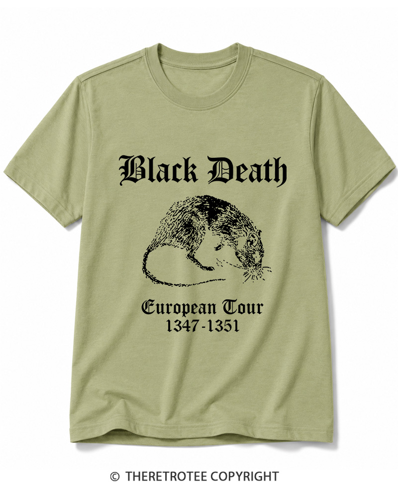 TheRetroTee Black Death European Tour Gothic Horror Cotton T-Shirt