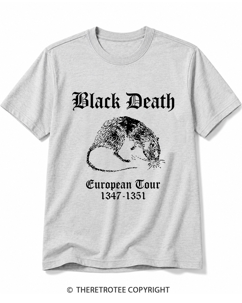 TheRetroTee Black Death European Tour Gothic Horror Cotton T-Shirt