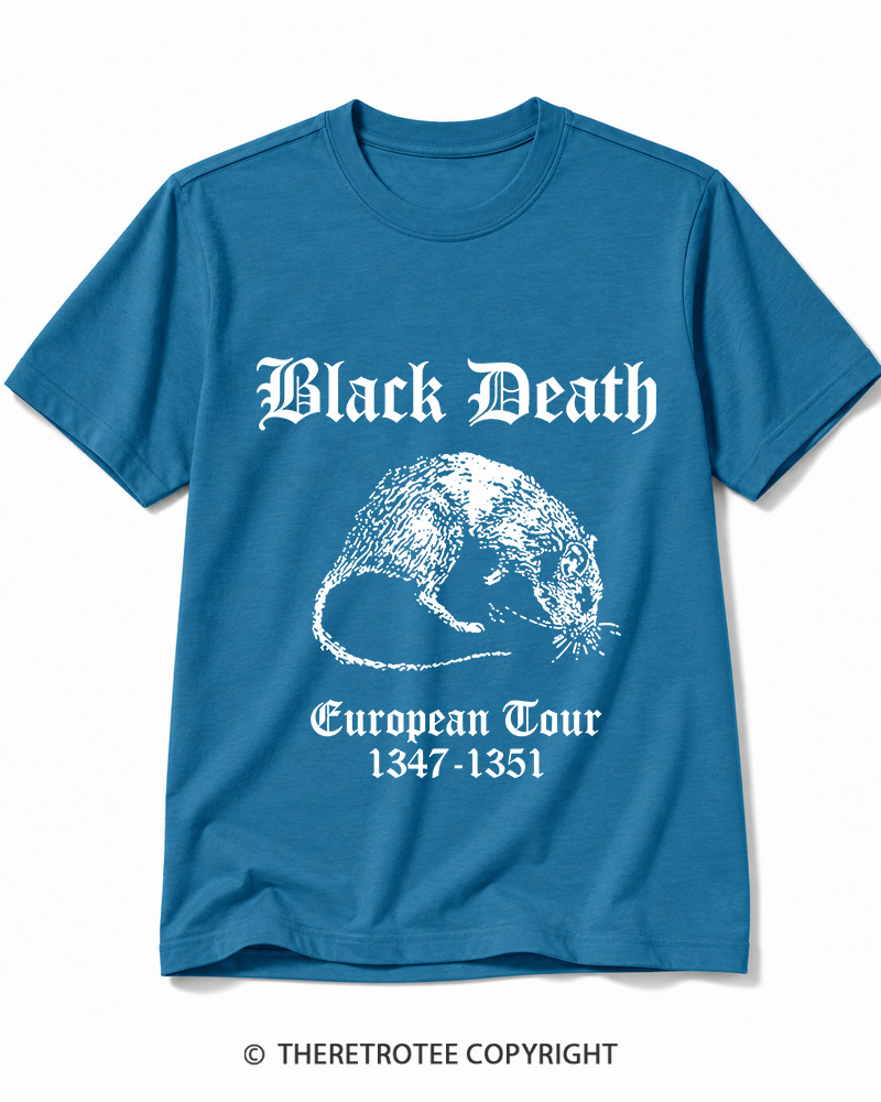 TheRetroTee Black Death European Tour Gothic Horror Cotton T-Shirt