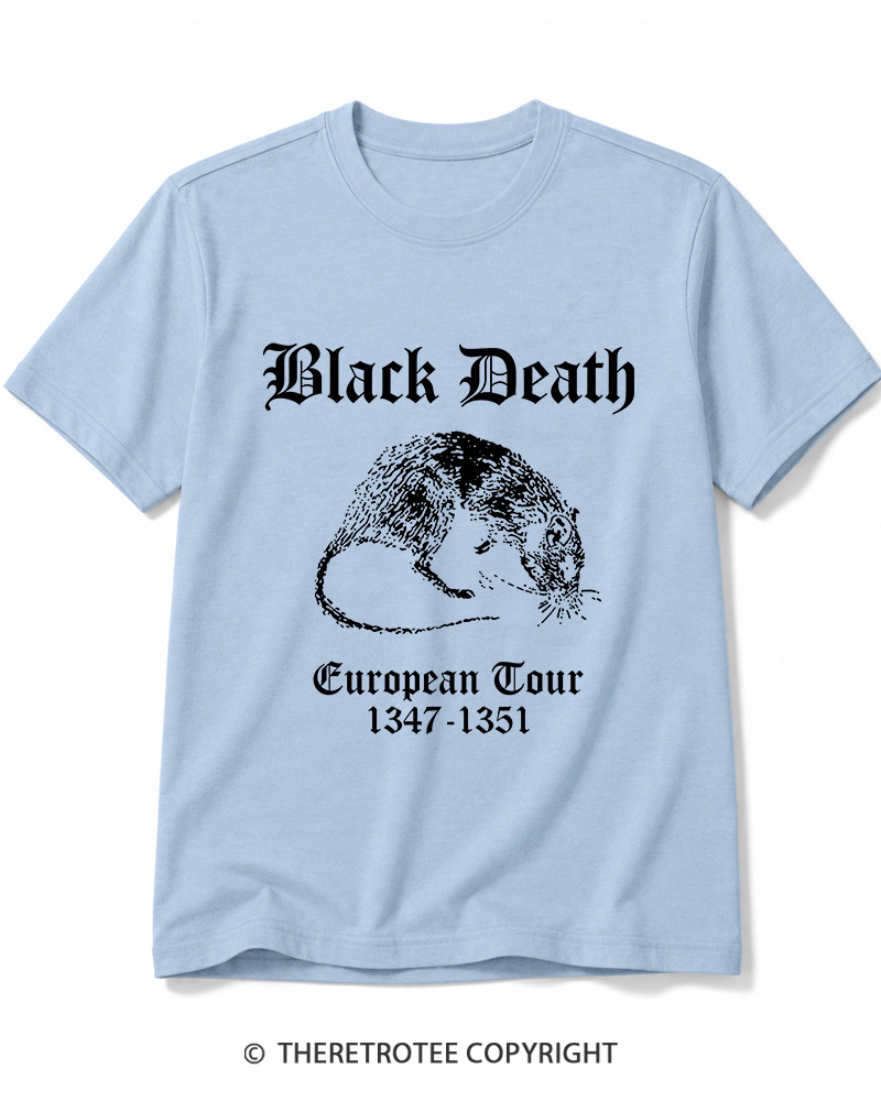 TheRetroTee Black Death European Tour Gothic Horror Cotton T-Shirt