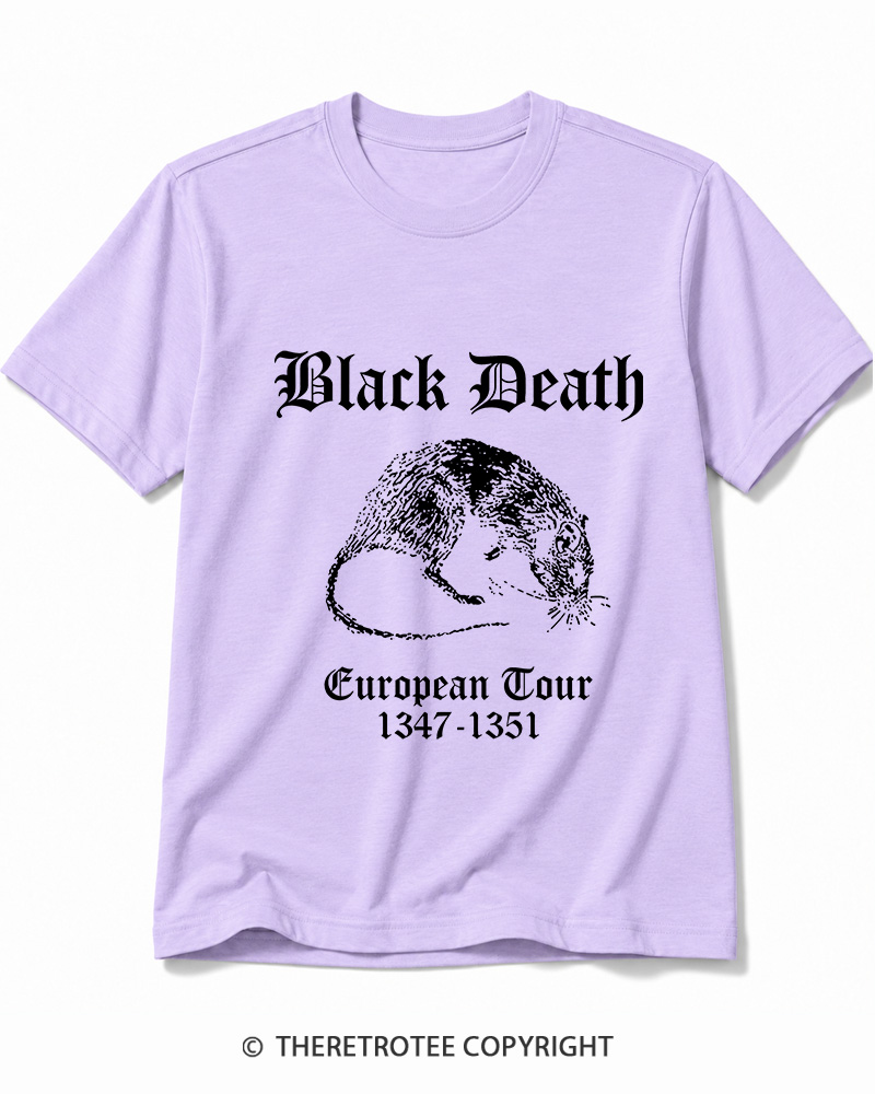 TheRetroTee Black Death European Tour Gothic Horror Cotton T-Shirt