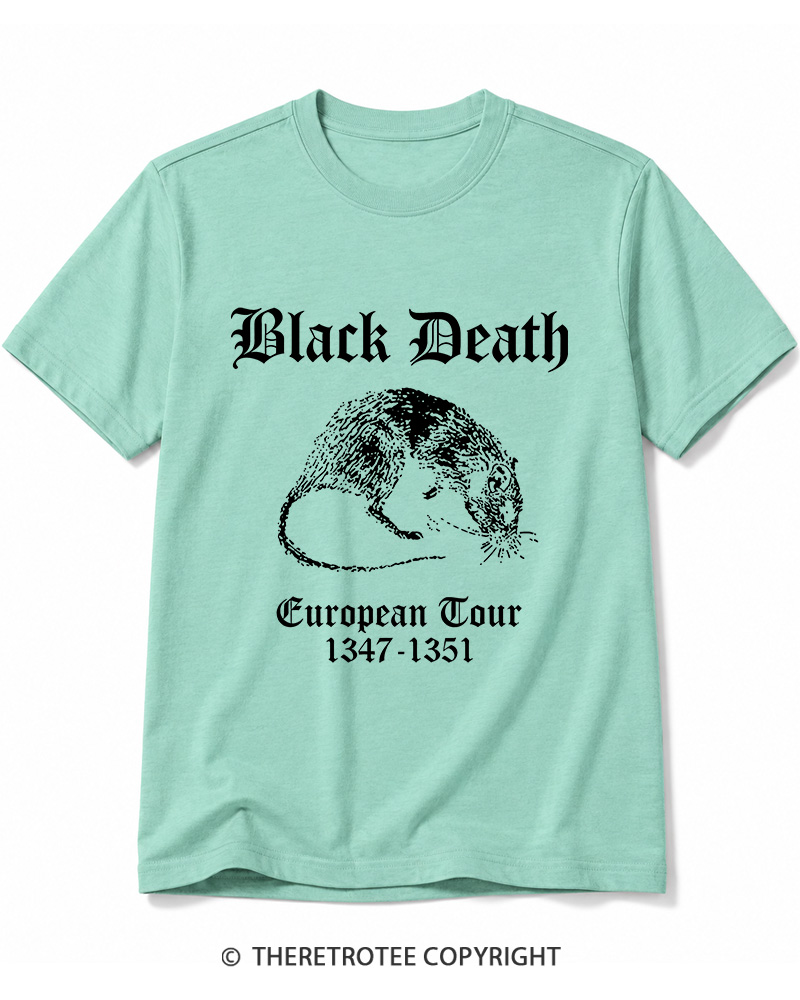 TheRetroTee Black Death European Tour Gothic Horror Cotton T-Shirt