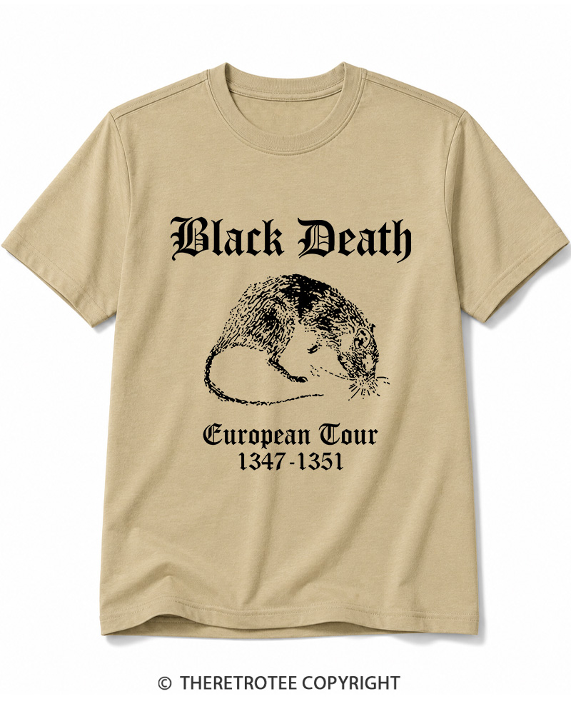 TheRetroTee Black Death European Tour Gothic Horror Cotton T-Shirt