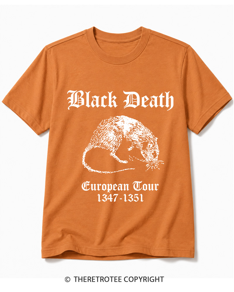 TheRetroTee Black Death European Tour Gothic Horror Cotton T-Shirt