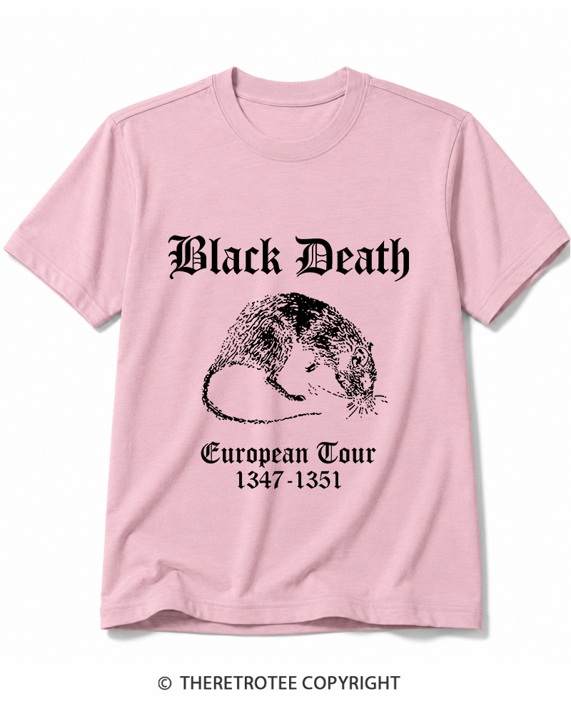 TheRetroTee Black Death European Tour Gothic Horror Cotton T-Shirt