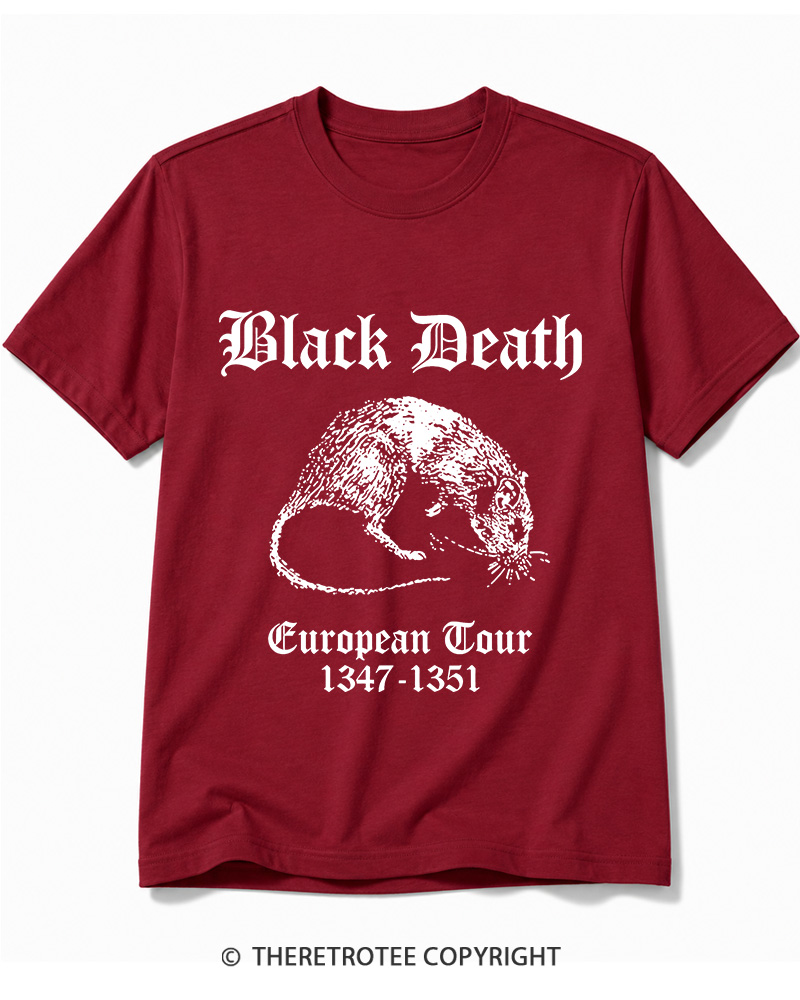 TheRetroTee Black Death European Tour Gothic Horror Cotton T-Shirt