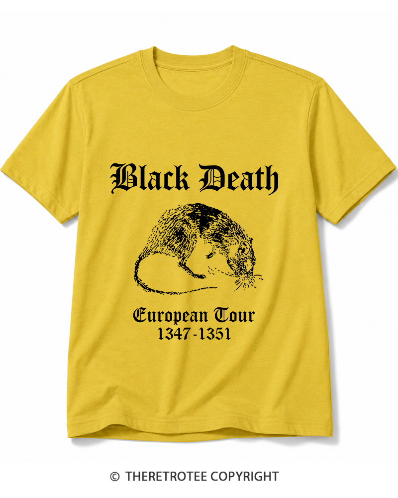 TheRetroTee Black Death European Tour Gothic Horror Cotton T-Shirt