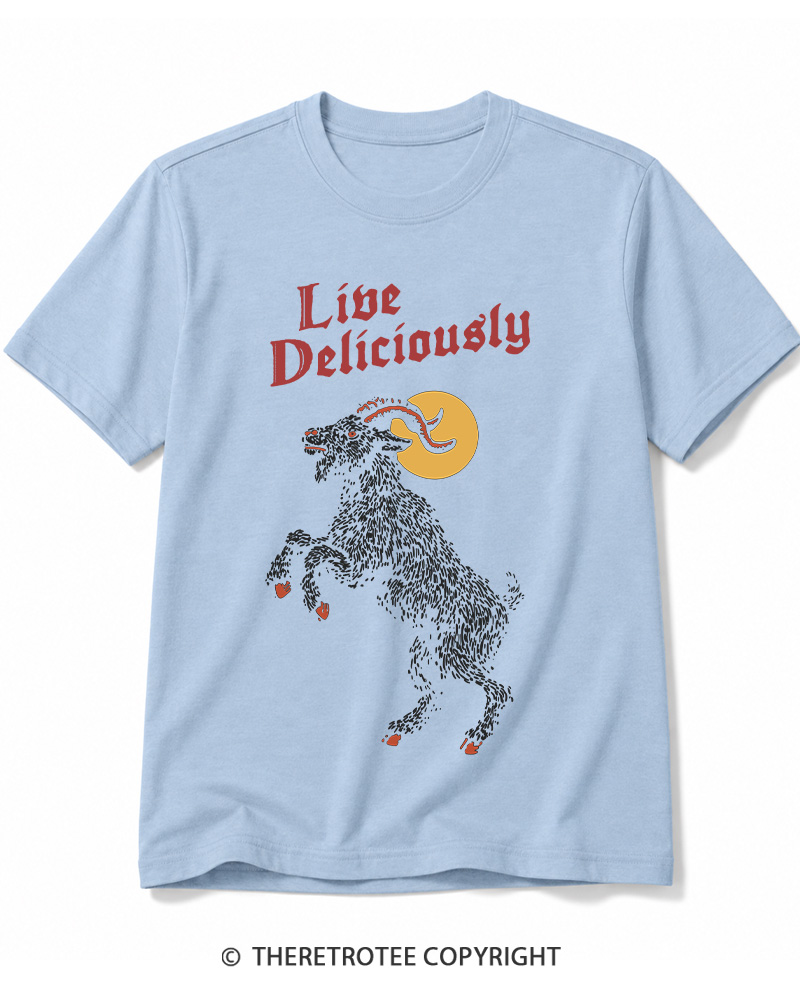 TheRetroTee Live Deliciously 1990s Halloween Cotton T-Shirt