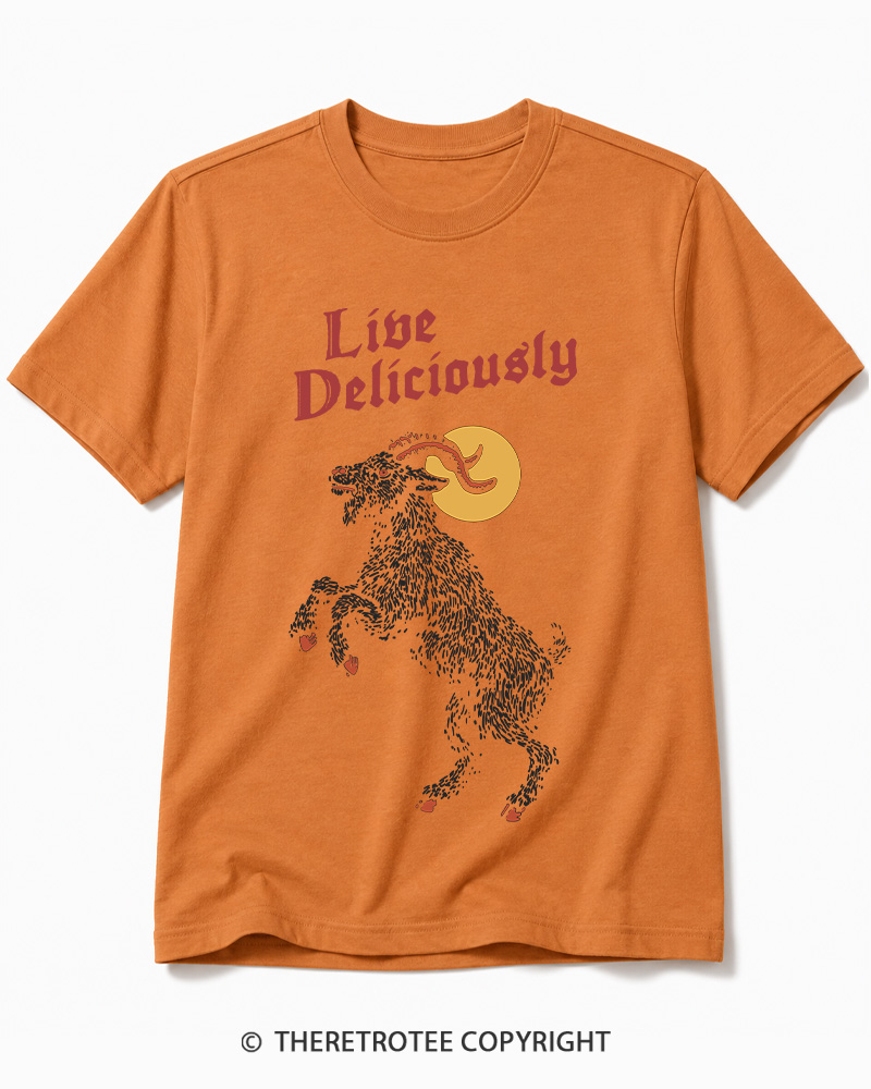 TheRetroTee Live Deliciously 1990s Halloween Cotton T-Shirt