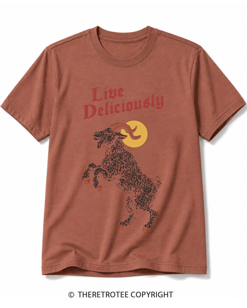TheRetroTee Live Deliciously 1990s Halloween Cotton T-Shirt