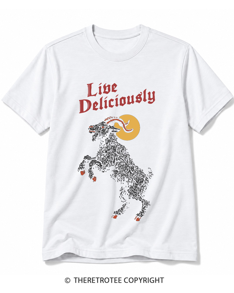 TheRetroTee Live Deliciously 1990s Halloween Cotton T-Shirt
