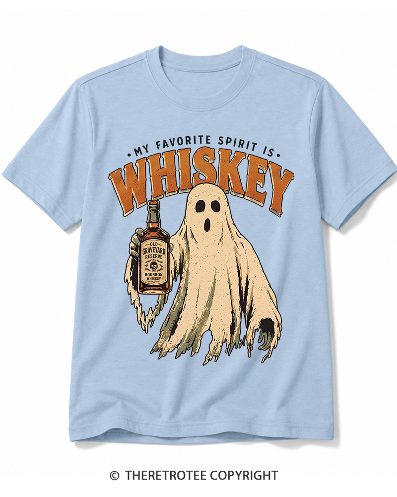 TheRetroTee My Favorite Spirit is Whiskey 1970s Halloween Cotton T-Shirt