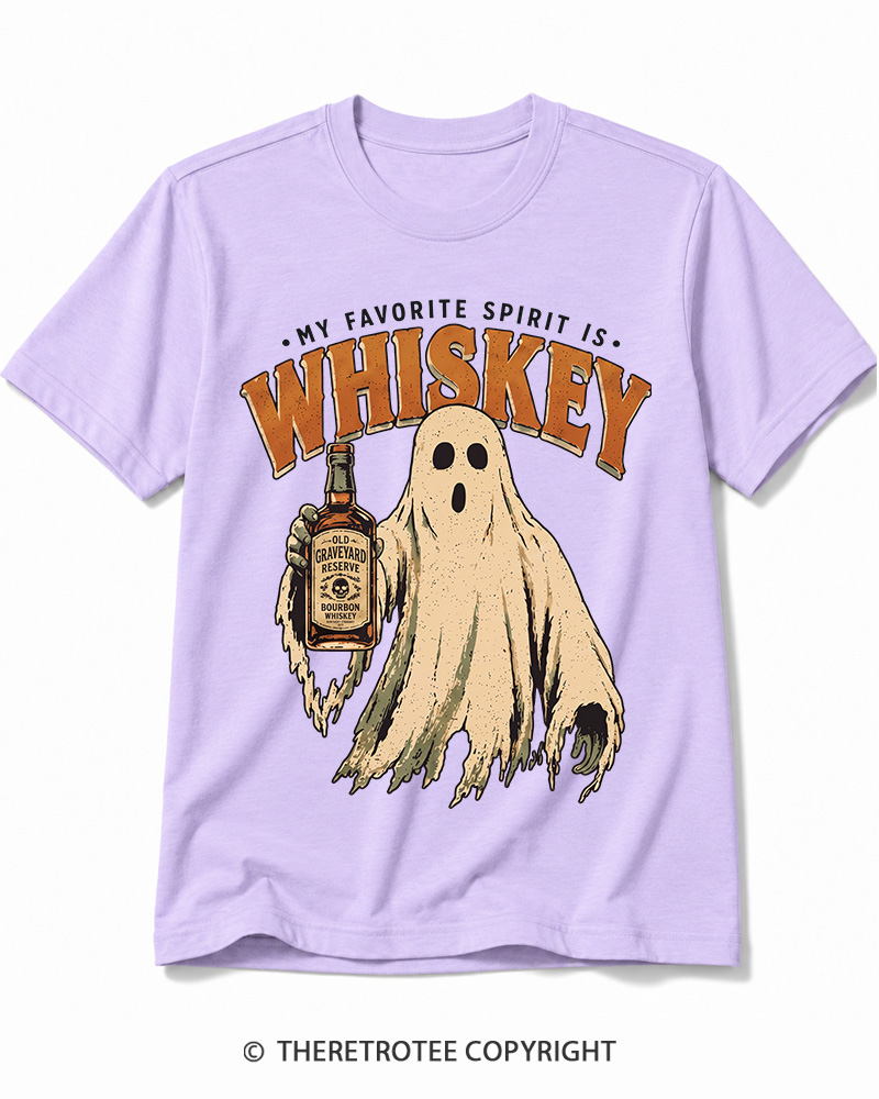 TheRetroTee My Favorite Spirit is Whiskey 1970s Halloween Cotton T-Shirt