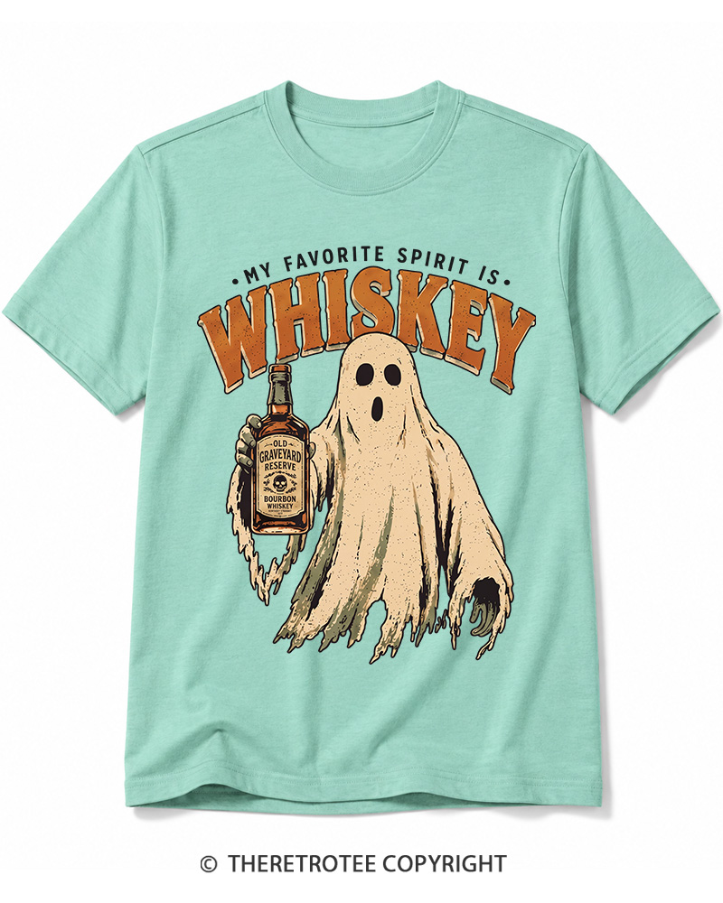 TheRetroTee My Favorite Spirit is Whiskey 1970s Halloween Cotton T-Shirt