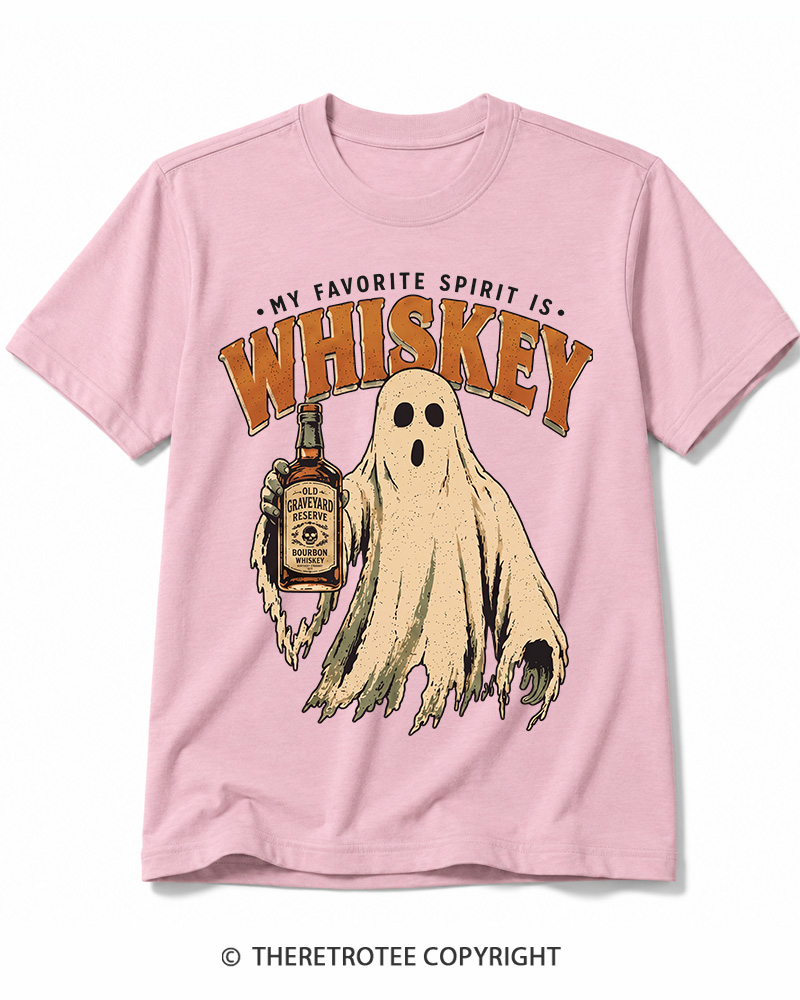 TheRetroTee My Favorite Spirit is Whiskey 1970s Halloween Cotton T-Shirt