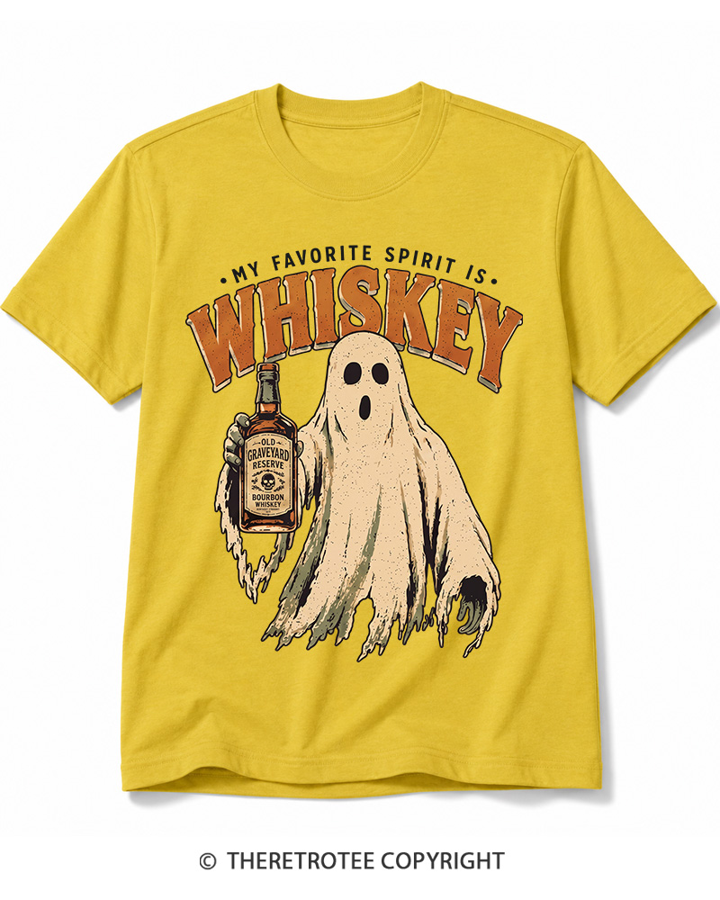 TheRetroTee My Favorite Spirit is Whiskey 1970s Halloween Cotton T-Shirt