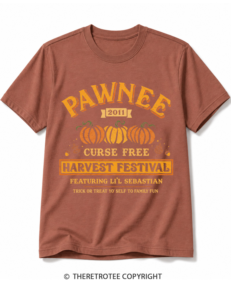 TheRetroTee Pawnee Vintage Harvest Festival Graphic Halloween Cotton T-Shirt