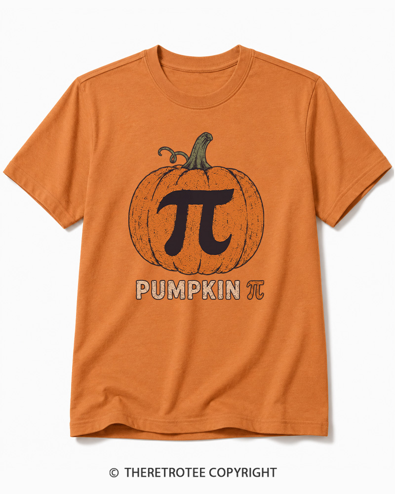 TheRetroTee Pumpkin Pi 1980s Halloween Cotton T-Shirt