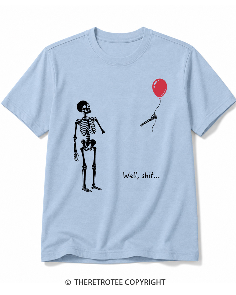 TheRetroTee Skeleton Lost Balloon Well Shit Cotton T-Shirt