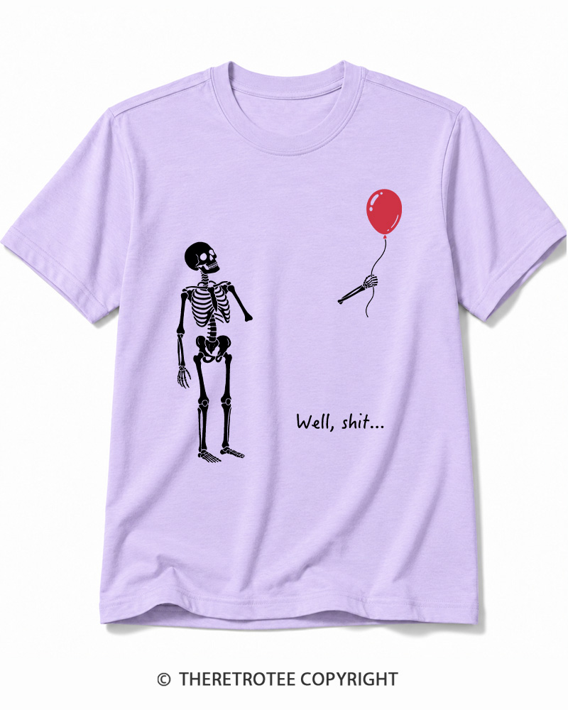 TheRetroTee Skeleton Lost Balloon Well Shit Cotton T-Shirt