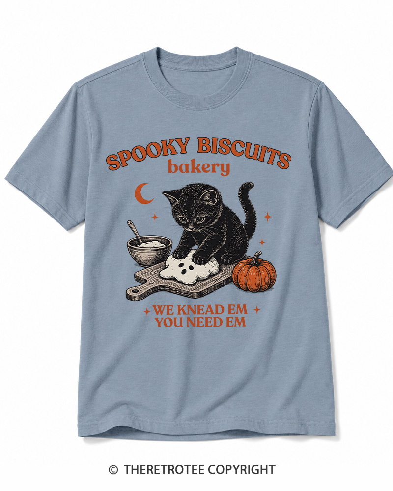 TheRetroTee Spooky Biscuits Bakery 1970s Halloween Cotton T-Shirt