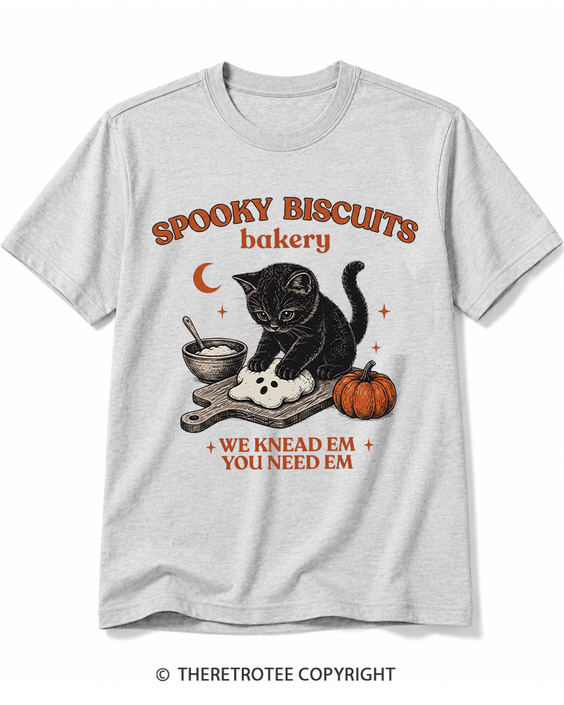 TheRetroTee Spooky Biscuits Bakery 1970s Halloween Cotton T-Shirt