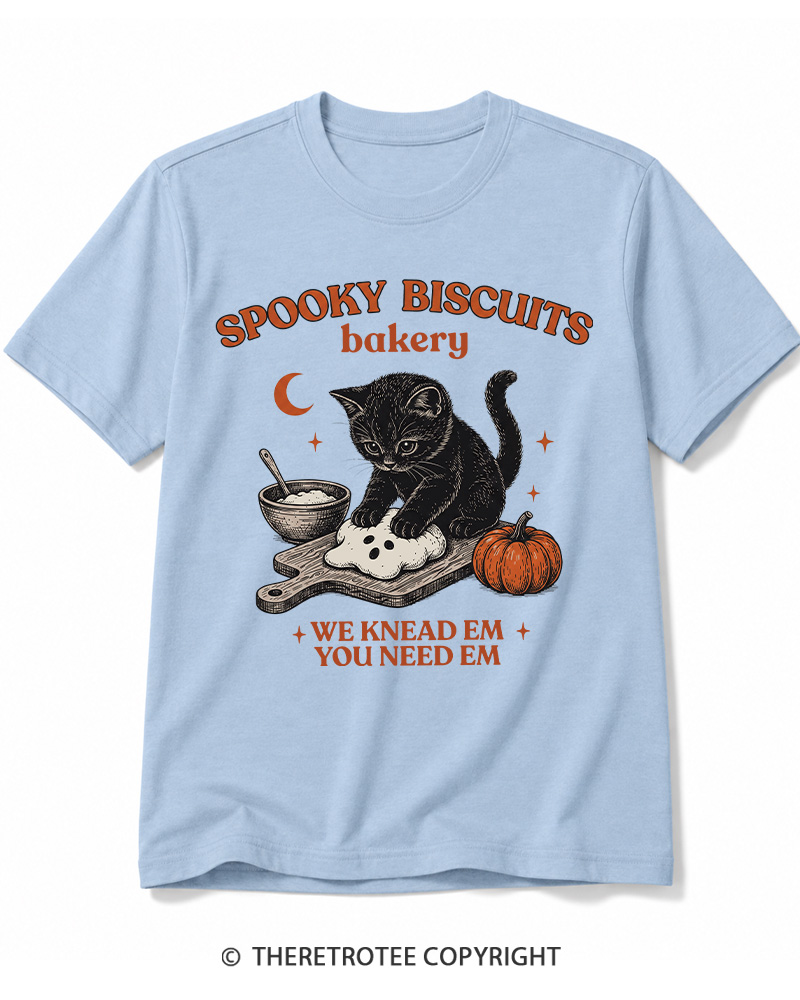 TheRetroTee Spooky Biscuits Bakery 1970s Halloween Cotton T-Shirt