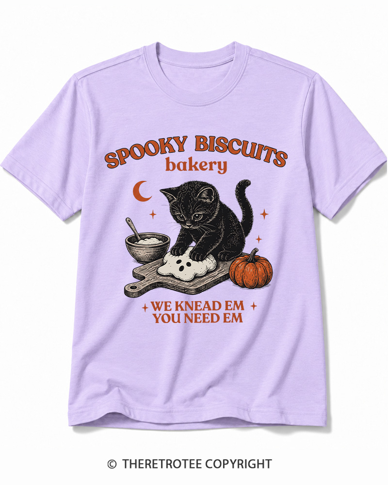TheRetroTee Spooky Biscuits Bakery 1970s Halloween Cotton T-Shirt