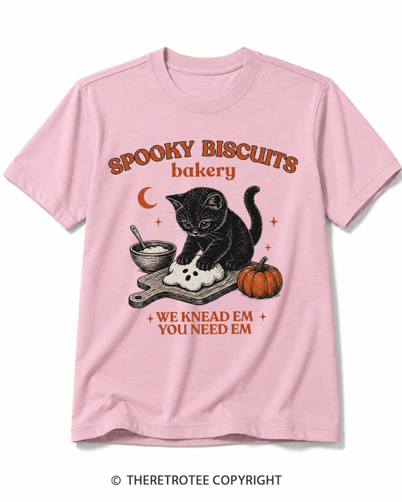 TheRetroTee Spooky Biscuits Bakery 1970s Halloween Cotton T-Shirt