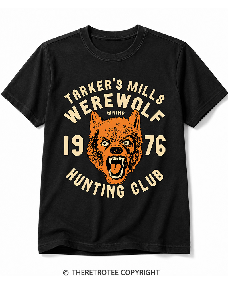 TheRetroTee Tarker's Mills Werewolf Hunting Club 1960s Halloween Cotton T-Shirt