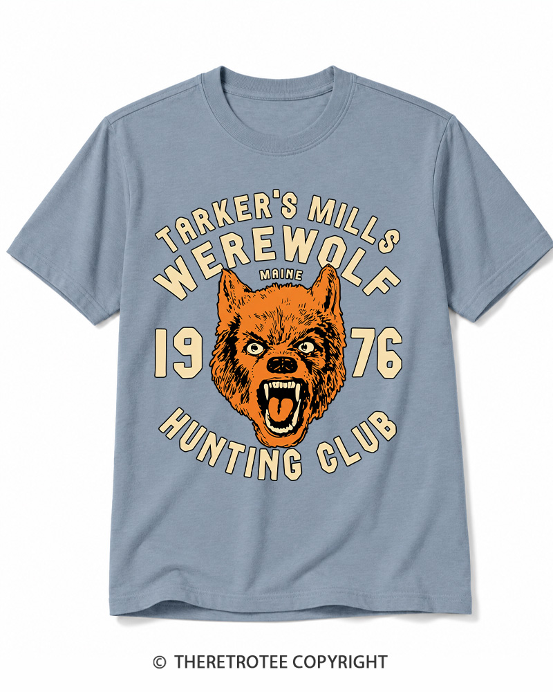 TheRetroTee Tarker's Mills Werewolf Hunting Club 1960s Halloween Cotton T-Shirt