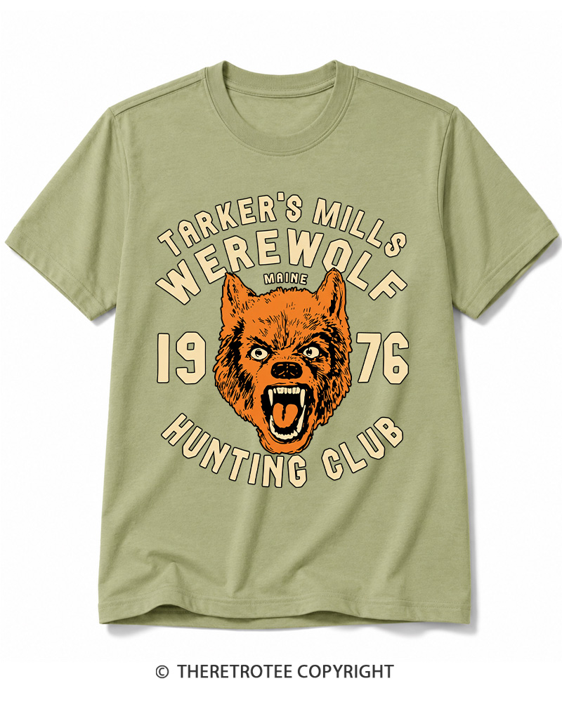 TheRetroTee Tarker's Mills Werewolf Hunting Club 1960s Halloween Cotton T-Shirt