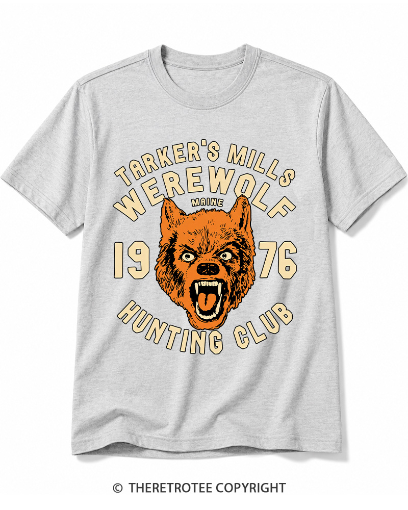 TheRetroTee Tarker's Mills Werewolf Hunting Club 1960s Halloween Cotton T-Shirt