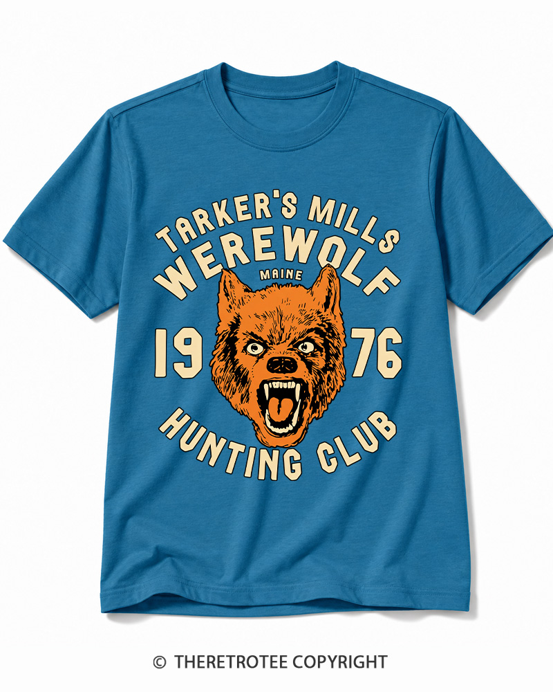 TheRetroTee Tarker's Mills Werewolf Hunting Club 1960s Halloween Cotton T-Shirt