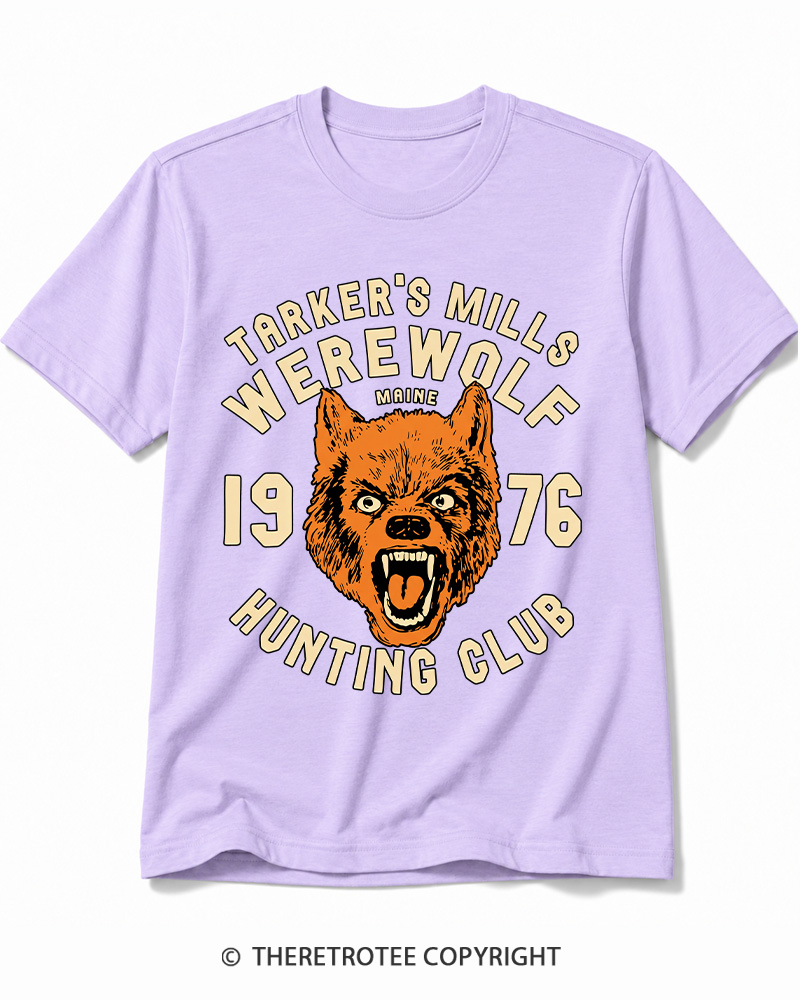 TheRetroTee Tarker's Mills Werewolf Hunting Club 1960s Halloween Cotton T-Shirt