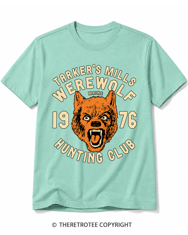 TheRetroTee Tarker's Mills Werewolf Hunting Club 1960s Halloween Cotton T-Shirt