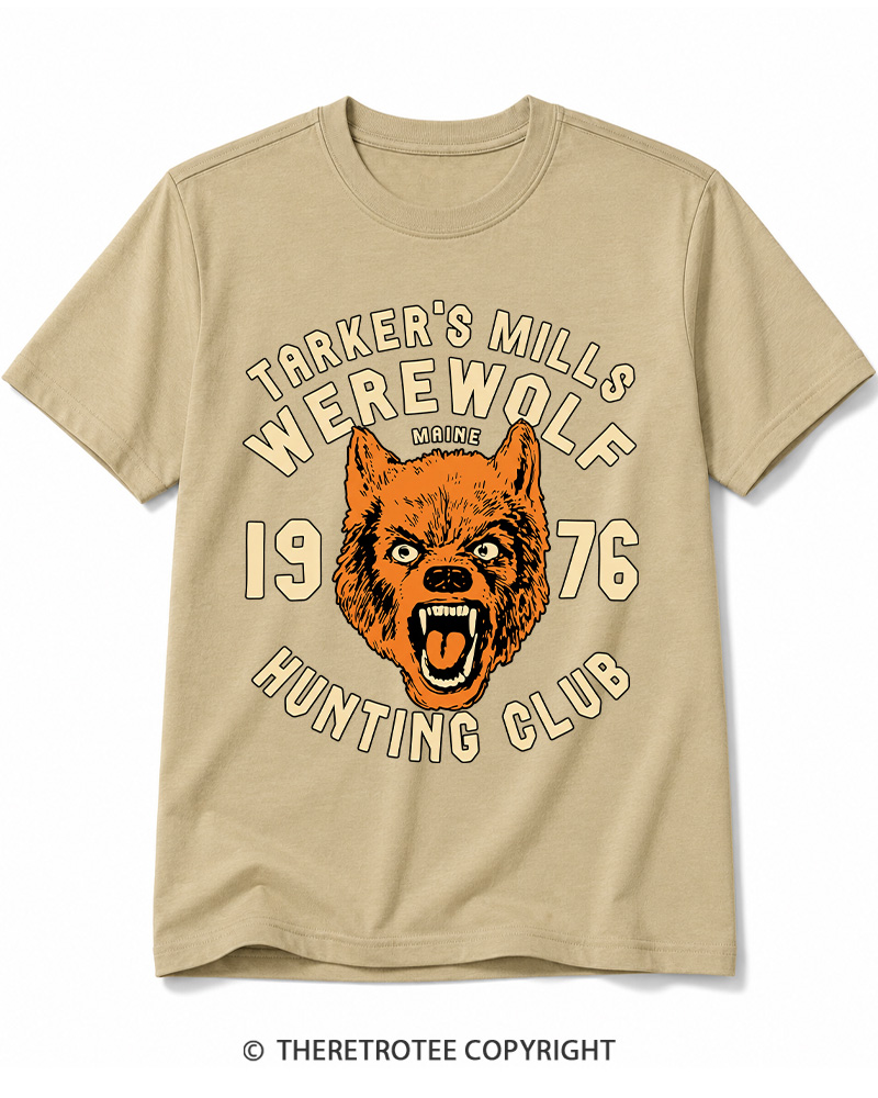 TheRetroTee Tarker's Mills Werewolf Hunting Club 1960s Halloween Cotton T-Shirt