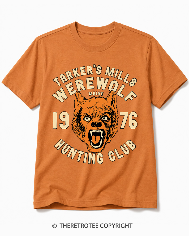 TheRetroTee Tarker's Mills Werewolf Hunting Club 1960s Halloween Cotton T-Shirt
