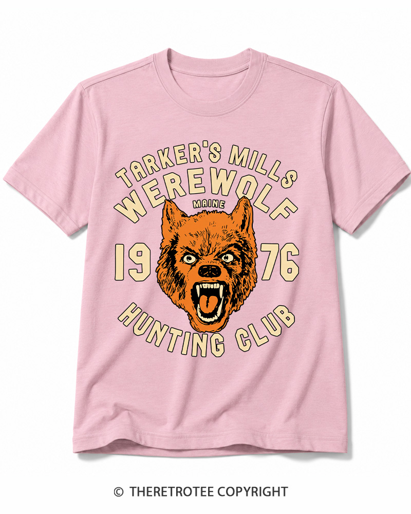 TheRetroTee Tarker's Mills Werewolf Hunting Club 1960s Halloween Cotton T-Shirt