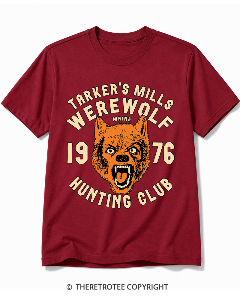 TheRetroTee Tarker's Mills Werewolf Hunting Club 1960s Halloween Cotton T-Shirt