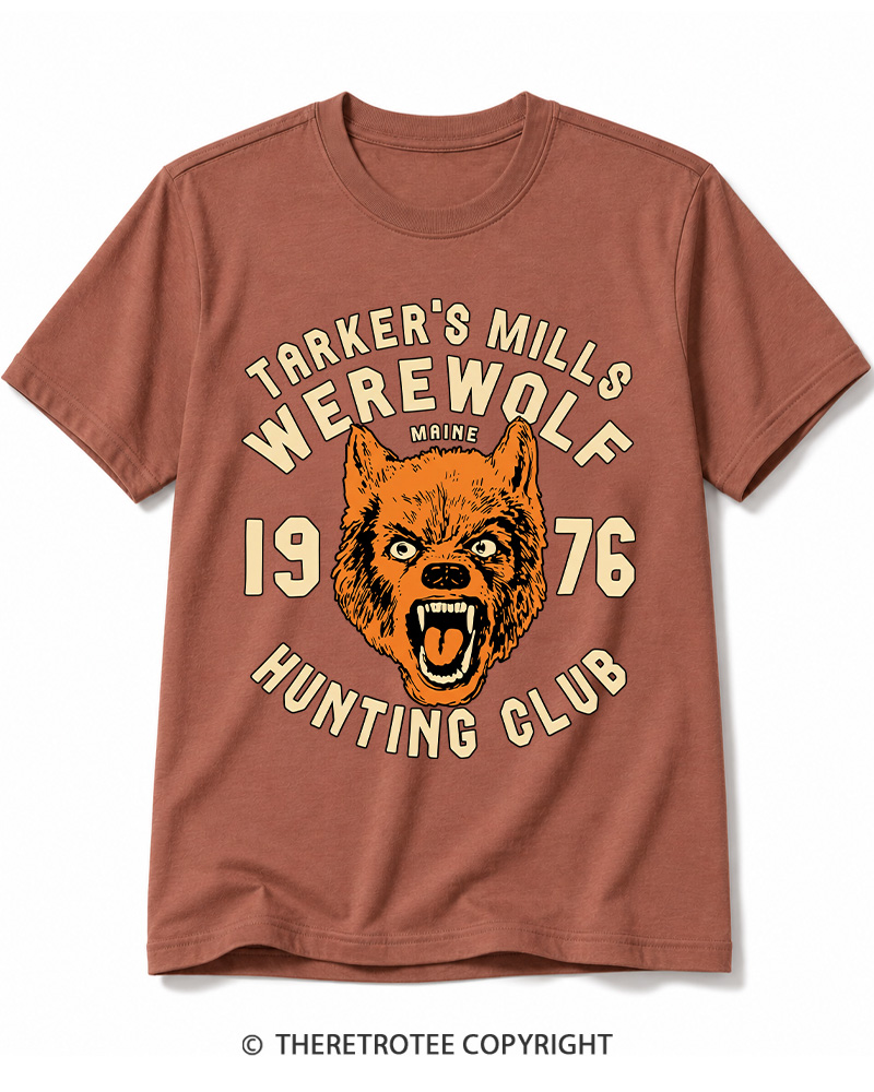 TheRetroTee Tarker's Mills Werewolf Hunting Club 1960s Halloween Cotton T-Shirt
