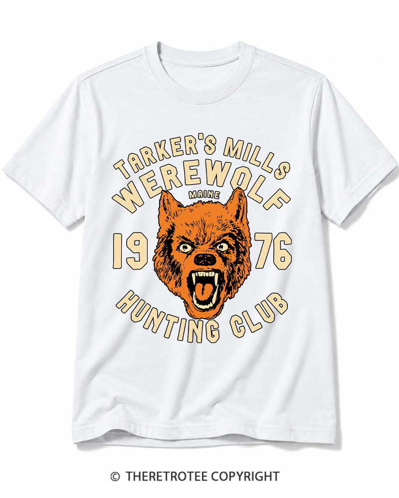 TheRetroTee Tarker's Mills Werewolf Hunting Club 1960s Halloween Cotton T-Shirt