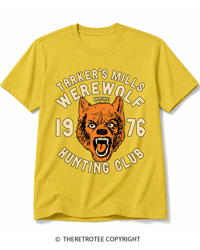 TheRetroTee Tarker's Mills Werewolf Hunting Club 1960s Halloween Cotton T-Shirt