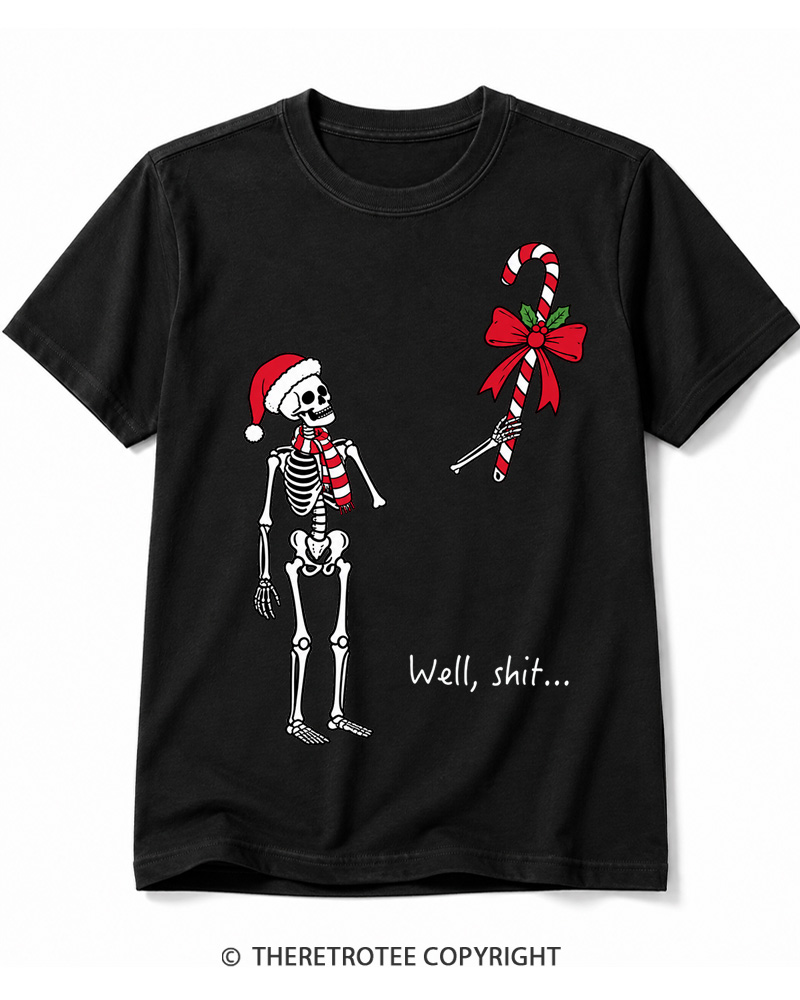TheRetroTee Christmas Skeleton Vintage Cotton T-Shirt