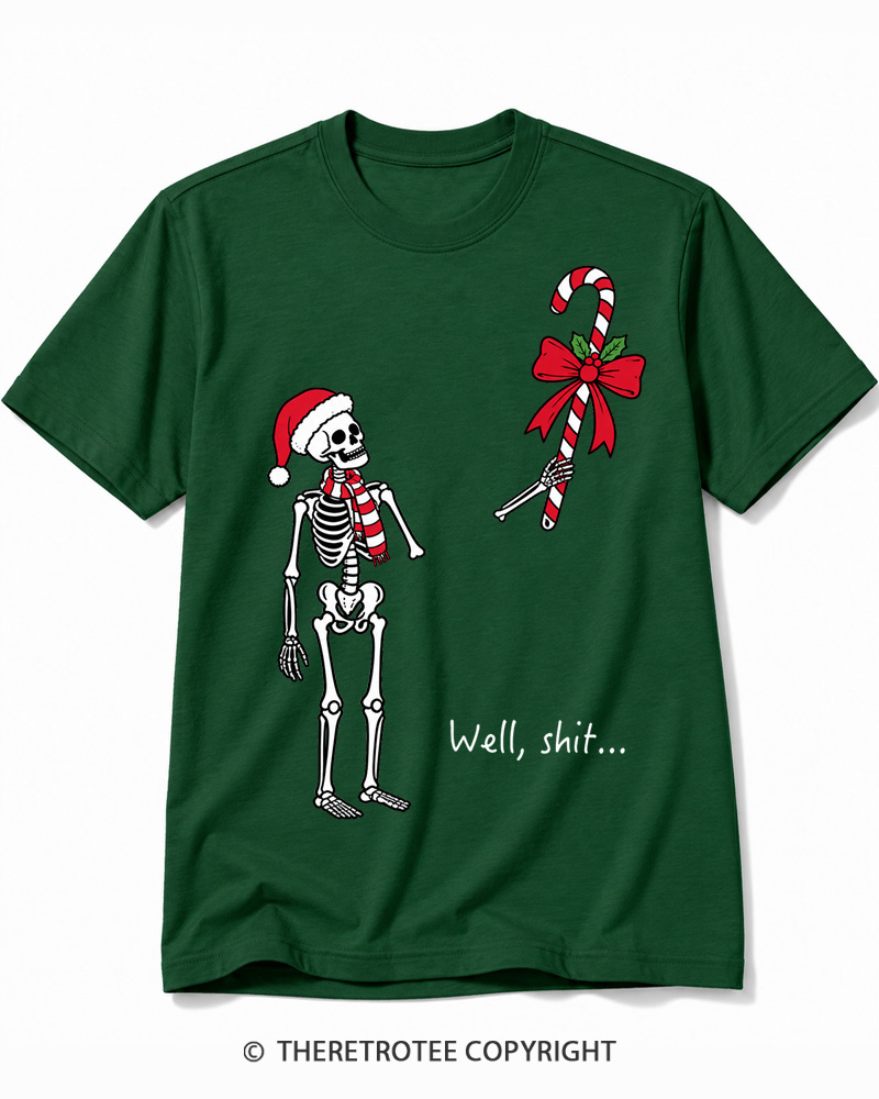 TheRetroTee Christmas Skeleton Vintage Cotton T-Shirt