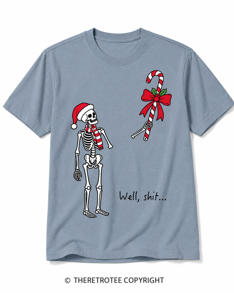 TheRetroTee Christmas Skeleton Vintage Cotton T-Shirt