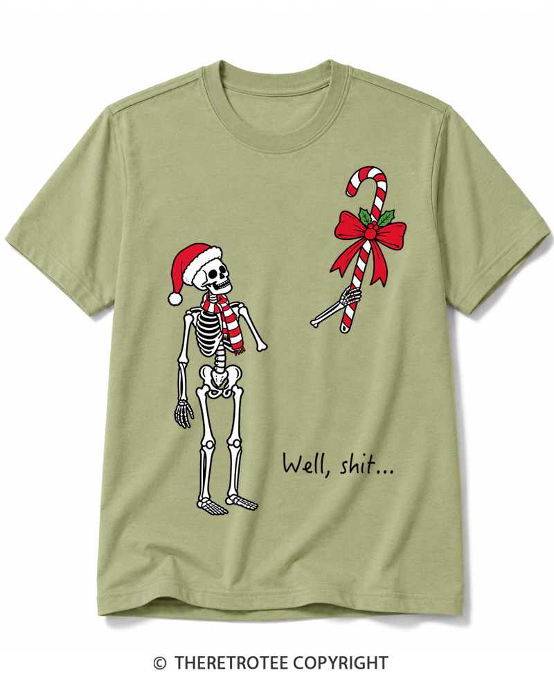 TheRetroTee Christmas Skeleton Vintage Cotton T-Shirt