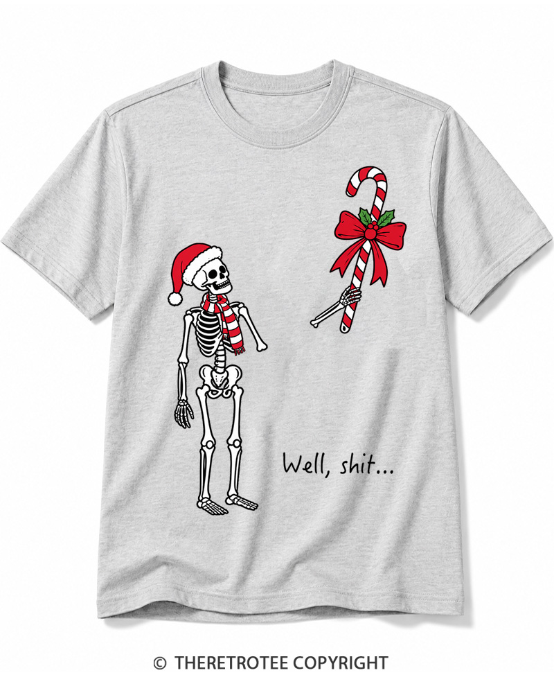 TheRetroTee Christmas Skeleton Vintage Cotton T-Shirt