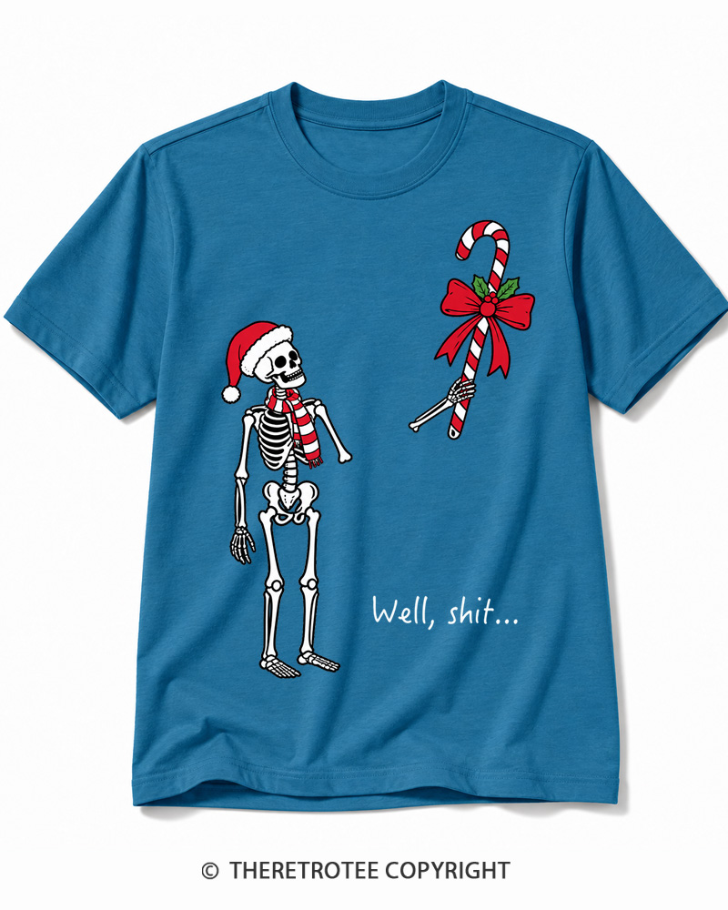 TheRetroTee Christmas Skeleton Vintage Cotton T-Shirt